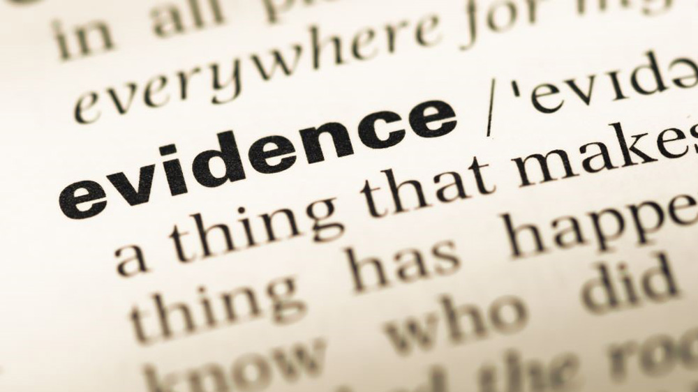 The word "evidence" in the dictionary