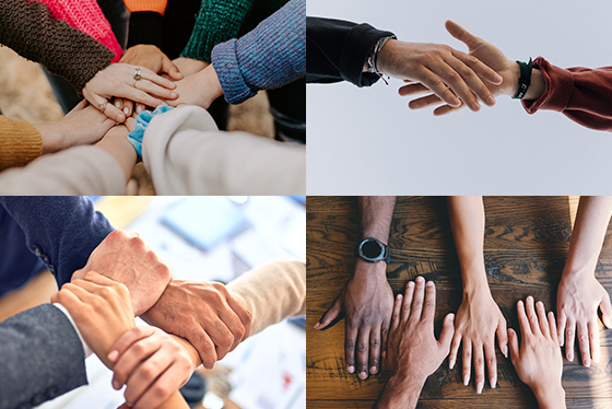 Picture of hands joining to work together