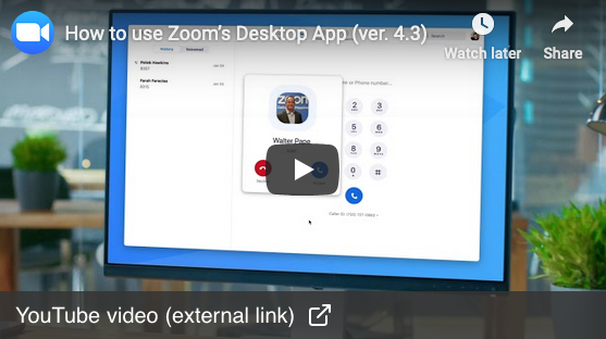 YouTube video: how to use Zoom's Desktop App