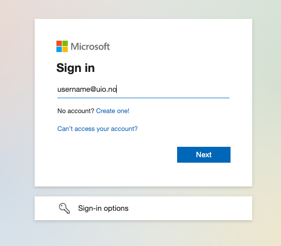 Screenshot of Sign in to MS 365