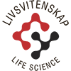Livsvitenskap. Life Science. St?r det. R?d og sort tegn i midten. Illustrasjon.