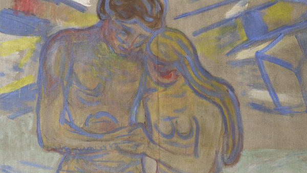 Utsnitt fra Edvard Munchs maleri nye str?ler med mann og kvinne i str?leglans