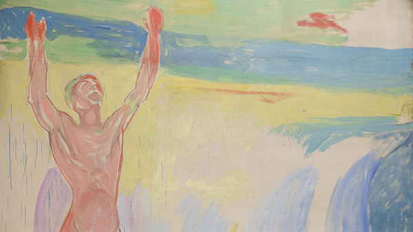 Utsnitt av Edvard Munchs V?kende menn i lysflommen