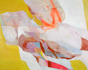 Inger Sitters maleri Hud fra 1968, er et abstrakt maleri i organisk form og kraftige farger, dominert av gult, r?dt, og hvit