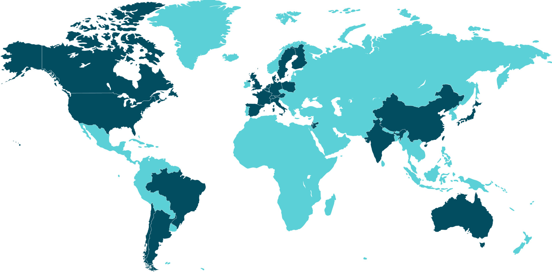 World map showing the countries where RITMO has partners.