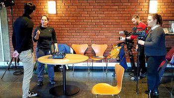 Kayla Burnim and Victor Gonzalez Sanches talk about inertial measurement units for one of the videos in week 4 of the course. Audun Bjerknes from LINK led the video production work, assisted by Thea Mathilde Lium Dahlborg.