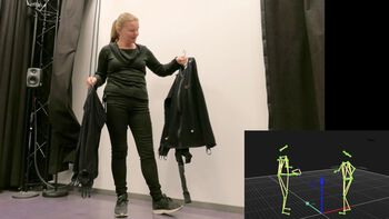 Postdoctoral fellow Mari Romarheim Haugen inspects the MoCap suits used when recording samba pandeiro playing and dancing. She found that the characteristic samba swing was present across low, medium and fast tempi.